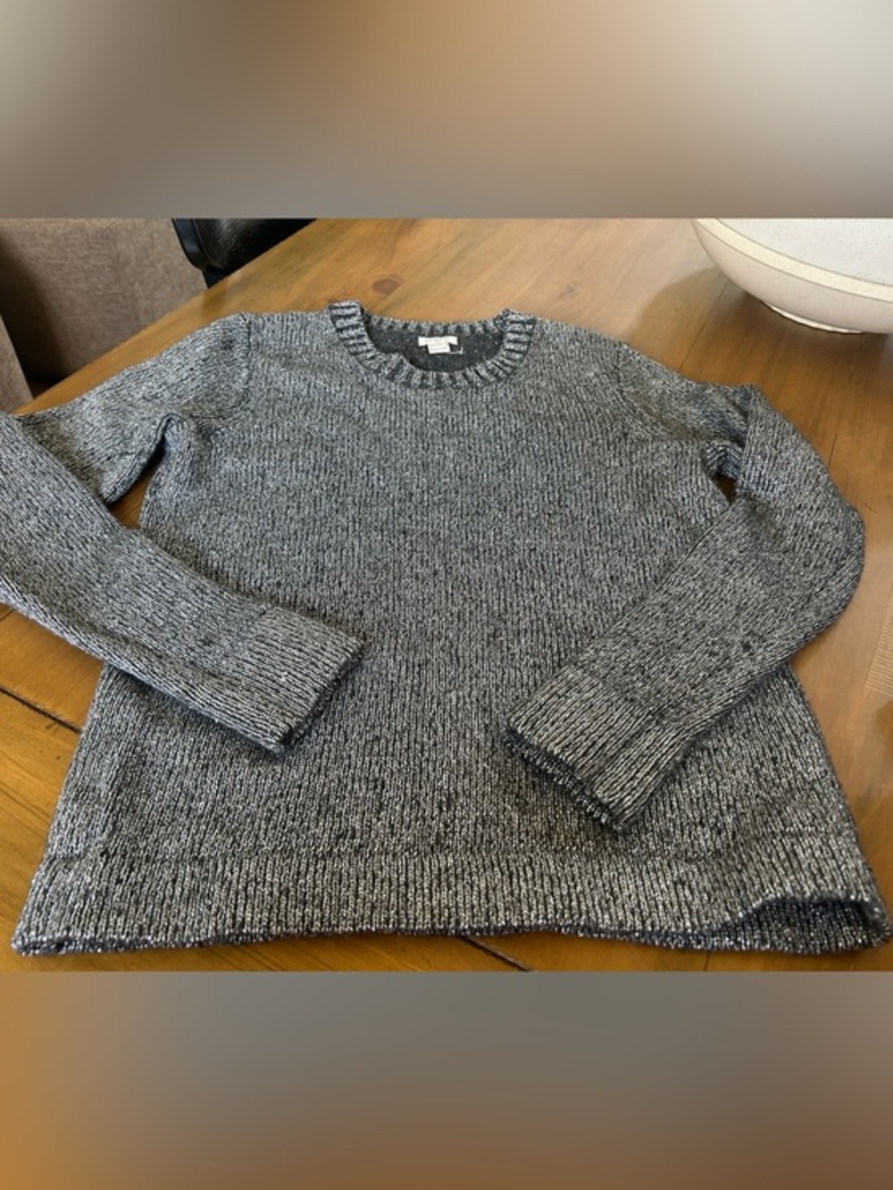 NWOT J.Crew Women’s Marled Black & White Metallic Crewneck Sweater